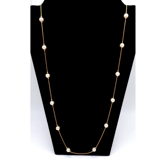 The Unbranded Brand Jewelry - Gold Tone Faux Pearl Station Necklace Layered 30in